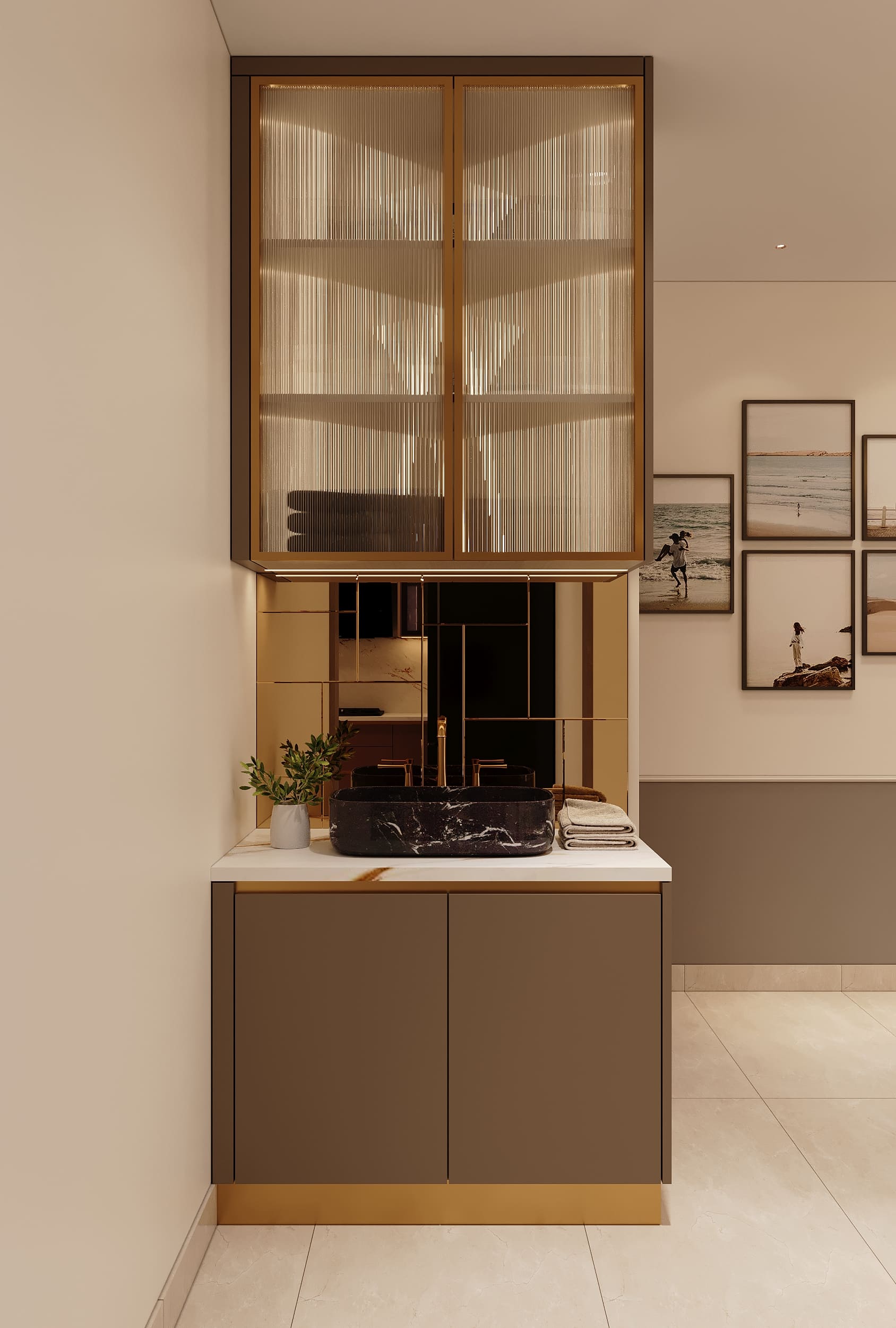 Warm Neutrals, Brass Accents and Carved Detail — image 14