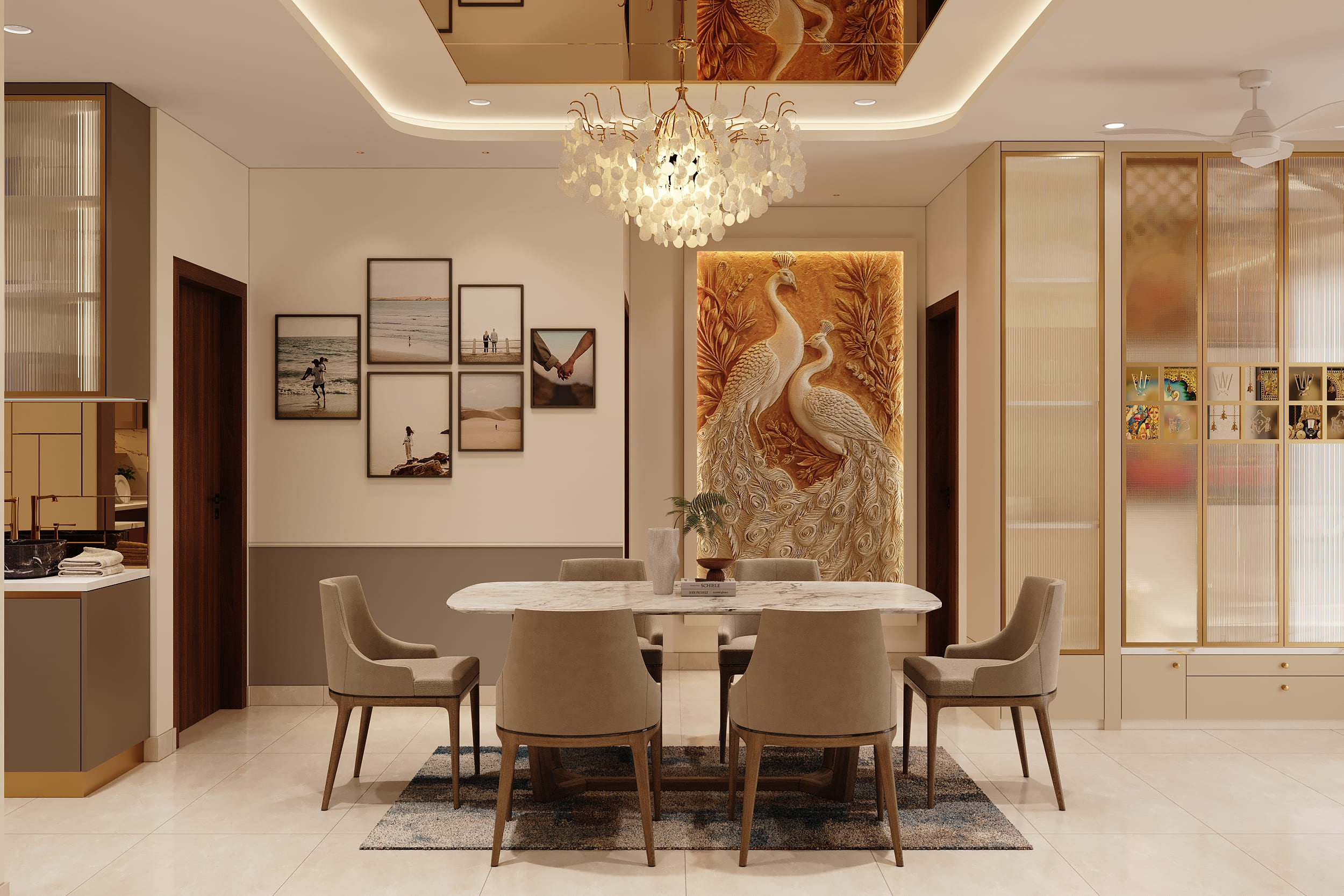 Warm Neutrals, Brass Accents and Carved Detail — image 5
